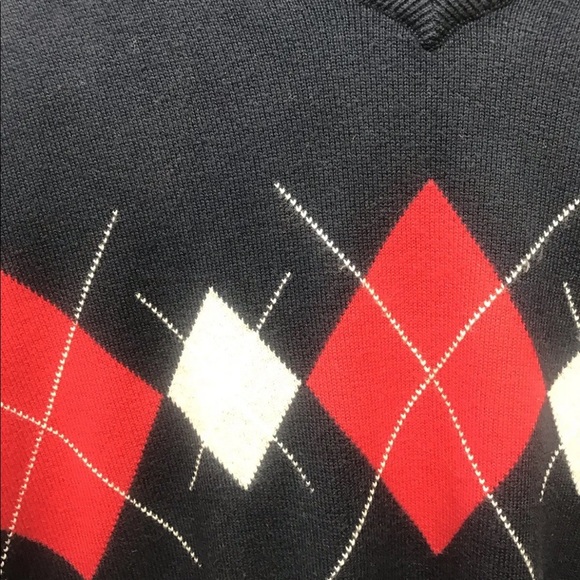 Old Navy Men’s V- Neck Argyle Sweater Black/ Red M - Picture 6 of 11